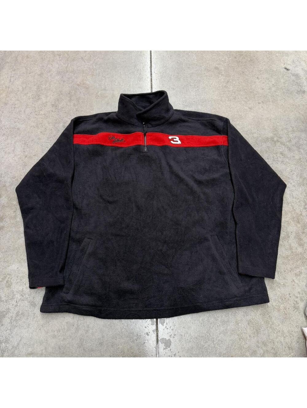 vintage dale earnhardt nascar racing black red quarter zip fleece jacket large